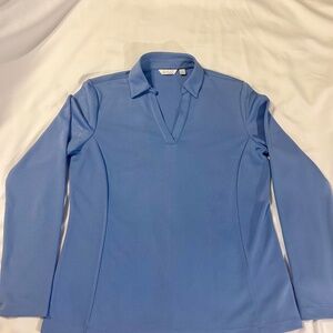Lady Hagen Collared Long Sleeve Hydro Dri V-Neck Golf Polo